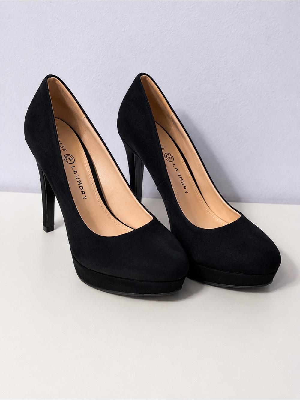Laundry By Shelli Segal Black Suede Platform Stiletto Pumps